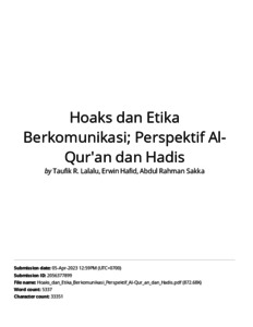 Hoaks Dan Etika Berkomunikasi: Perspektif Al-Qur’an Dan Hadis ...